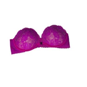 Victoria's Secret's bra strapless hot pink with rhinestones lace front macnet. - Picture 1 of 7