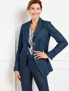 Refined Denim Jacket at Talbots, NWT $209, color INDIA INK/WHITE, All size - Picture 1 of 5