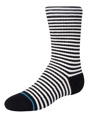 Calcetines informales Stance Waffle para niños de altura redonda blancos y negros a rayas medianos Y 11-2  Foto 1 de 4