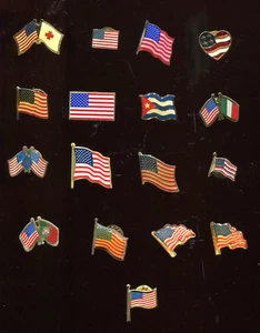 17 ASSORTED FLAG LAPEL PINS (X128) VARIOUS SIZES & FLAGS "SHOW YOUR PRIDE" - Picture 1 of 2