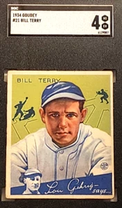 1934 GOUDEY #21 BILL TERRY SGC VG EX 4 HOF - Picture 1 of 3