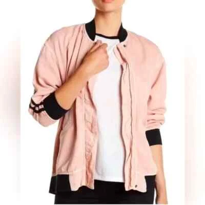 Chaqueta Bomber Universitaria Hudson Nova Nueva Con Etiquetas Rosa Besada por el Sol Talla S Foto 1 de 4