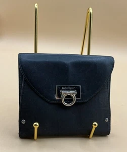 A Beautiful Black Rare Leather/Fabric Salvatore Ferragamo Snap Vintage Wallet - Picture 1 of 6