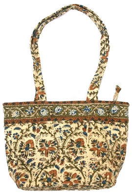 Bolso de Mano Hecho a Mano 100% Algodón Kalamkari Estampado en Bloque Compras Trabajo 13x9 Foto 1 de 4