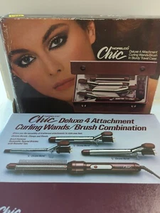 Combo de cepillo vintage Norelco Chic Deluxe 4 accesorios varitas de rizador funciona - Imagen 1 de 4