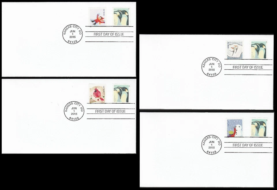US 4990 Penguins (coil) Winter Fun (set of 4) CDS FDC 2015 - Image 1 of 1