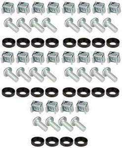 Lot de 20 écrous de cage + vis rack M6 x 15 + rondelles, vis rack - Photo 1/6