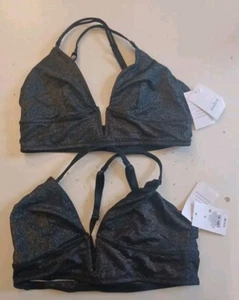 NEW Auden Women's Small Black Shimmer V Neck Bra Bralette- LOT OF 2 - Picture 1 of 7
