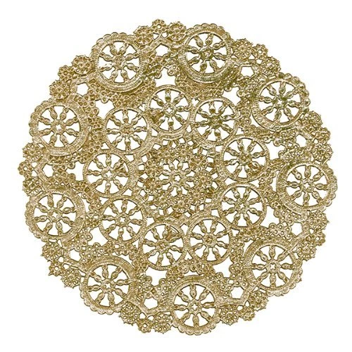 Tapetes de lámina redondos Royal Lace Medallion, oro, 6 pulgadas, paquete de 18 (B26509) Foto 1 de 1