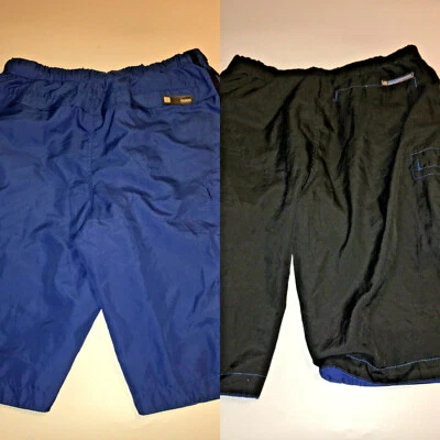 OTB Reversible Black Blue Polyester Performance Shorts Sz XL Waist 31" - Image 1 of 4