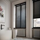 BLACK FAUX WOOD WOODEN VENETIAN BLINDS WITH TAPES MADE TO MEASURE CHILD SAFE