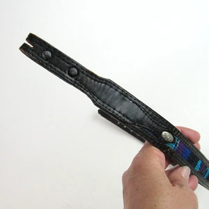 Vintage FISHER SERAPE Boys Black Leather Western Cowboy Belt 24" Blue Purple USA - Picture 1 of 15