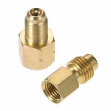 2X Solid Brass R1234yf 1/4" SAE 1/2" ACME Thread Adapter Valve Can Tap Gasket