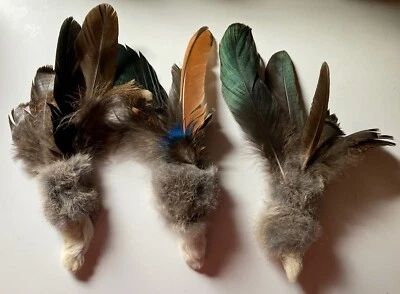 CZEXAS RANCH Handmade Cat Toys, Natural Fur and Feathers, 3 Per Pack, Rabbits Foot and Fur