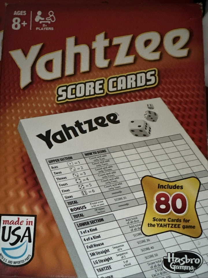 Hasbro Yahtzee 80 Score Cards (06100) - Image 1 of 1