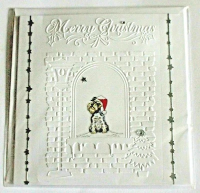 PARADISE PETS SCHNAUZER HAND MADE & DECORATED CHRISTMAS CARD 6" X 6" WITH INSERT