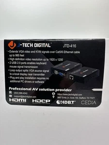 J-Tech JTECH-KVE3 VGA KVM USB Extender 1080p Over Cat5e/6 Ethernet Cable 985ft - Picture 1 of 10