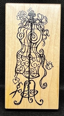 Vintage PSX Rubber Stamp K3158 Wire MANNEQUIN Dress Form Sewing room notions - Image 1 of 4