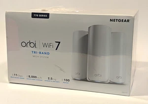NEW NETGEAR - Orbi 770 Series RBE773 Tri-band Mesh Wi-Fi 7 System 3-pack - White - Afbeelding 1 van 9