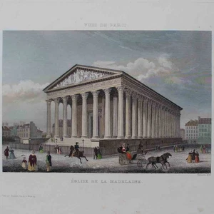 Paris Église de la Madelaine vista Jean-Baptiste Chamouin grabado en acero alrededor de 1850 - Imagen 1 de 4