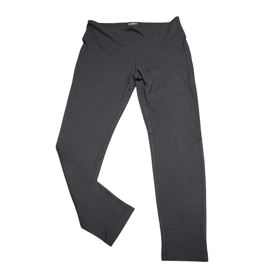 Max & Mia Womens Modal Blend High Waist French Terry Leggings Black Sz Large