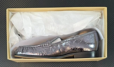 Mocasines Carlson para mujer talla 7 Michael Kors Gunmetal Crush de cuero # 40F4CSFP1M Foto 1 de 4