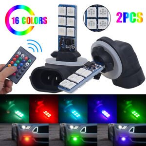 2pcs 881 5050 16Colors LED RGB Car Headlight Fog Lights Lamp Bulb Remote Control