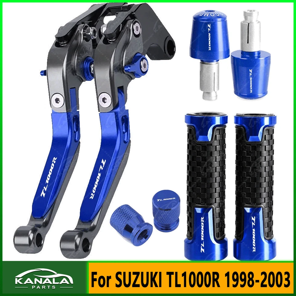 Blue For SUZUKI TL1000R 1998-2003 CNC Handle Grips Cap Brake Clutch Lever Set - Image 1 of 1