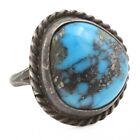 Ancienne bague en argent sterling Navajo Bisbee turquoise argent pyrite taille 6