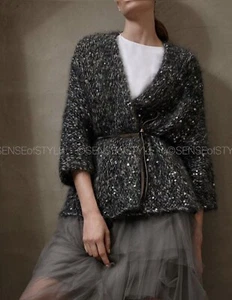 Brunello Cucinelli Cardigan Sweater Sequin Top  Knit Jacket Size XS 38 2 - Picture 1 of 7
