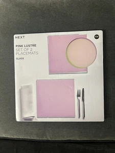 NEXT Set Of 2 Pink Lustre Glass Placemats Shiny Metallic Iridescent - BNIB - Picture 1 of 5