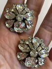 BIG GOREOUS VINTAGE DOME SHAPED CLIP ON EARRINGS W/ STUNNING RHINESTONES