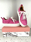 MODA IN PELLE ARELLA FUSCHIA PINK ALL LEATHER WEDGE BUILT TRAINER SHOES 37/4 NEW