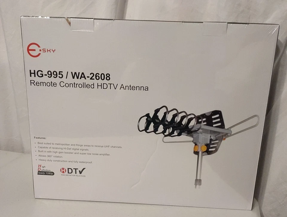 Esky HDTV Amplified Antenna HG-995 Outdoor TV Antenna w/Remote New in Box!  - Image 1 of 4