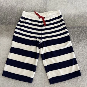 Mini Boden Shorts Boy's 7 Blue Striped Terry Soft Pull Up Beach Casual New - Picture 1 of 3