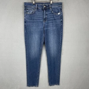 American Eagle Jeans Women Size 12 Blue Denim 90s Skinny Mid Rise Dark Wash - Picture 1 of 11