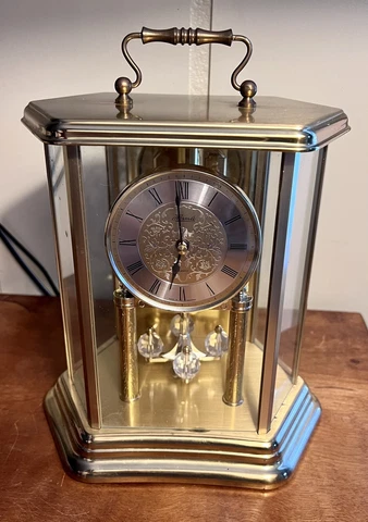 Vintage HERMLE Germany Quartz Anniversary Clock Brass Tone Pendulum Cover