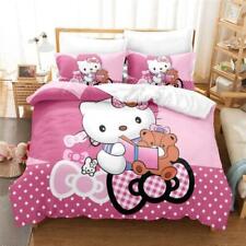 Cartoon Kitten Bedding Set 3Pcs Kids Quilt Duvet Cover Single Double Size J1