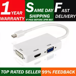 Mini Display Port to HDMI VGA DVI Adapter 3 in 1 for Macbook iMac Macbook Air, - Picture 1 of 3