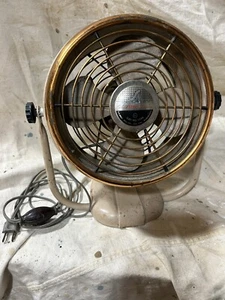 1950s Vintage Silex Cat # 3398 Desk Fan Art Deco Adjustable Brass Colored Rim - Picture 1 of 16