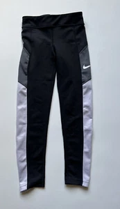 Nike Dri Fit Girls Leggings Small Black/Gray/White - Picture 1 of 8