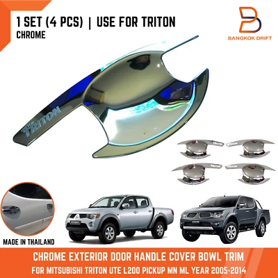 CUBIERTA DE MANIJA DE PUERTA CROMADA CUENCO DE INSERCIÓN PARA MITSUBISHI TRITON L200 MN ML 05-14 Foto 1 de 4