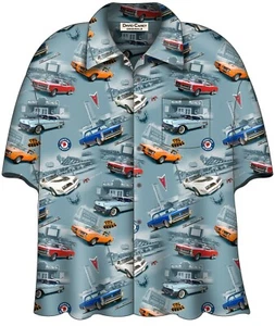 David Carey Pontiac GTO Trans Am GM Car Camp Hawaiian Button Down Shirt 48747 - Picture 1 of 3