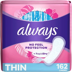 Always Thin Daily Panty Liners, Light Absorbency, Unscented, 162 Count _ USA - Picture 1 of 8
