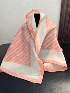 Vintage Lui-Chantant 100% Silk Scarf Pink/Cream Floral 26"x26" Hand-Rolled Edges - Picture 1 of 8