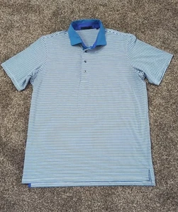 Greyson Polo Shirt Men Large Blue Striped Wolf Golf Casual Short Sleeve Preppy - Picture 1 of 9