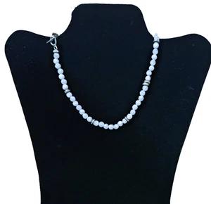 925 Sterling Silver Blue Lace Agate Choker Necklace Small 14"inches - Picture 1 of 7