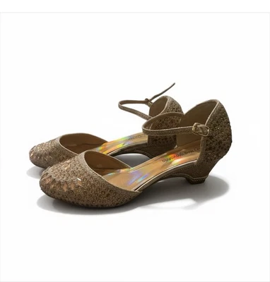 Girls Kids jeweled glitter strip ballet flats shoes party shoes - Image 1 of 4