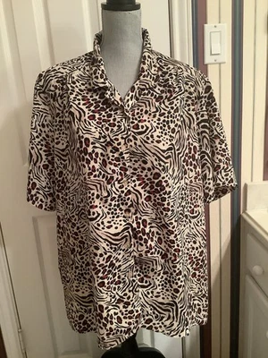 DONNKENNY Mujer Marrón Estampado Animal Talla 4X Manga Corta Usado Foto 1 de 4