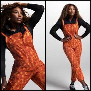 Nike Serena Williams Design Crew Overall Orange Rot Geometrisch Retro Jumpsuit XS - Bild 1 von 16